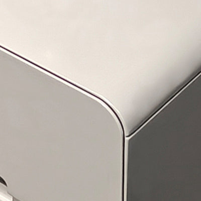 Contemporary Creative Medium-Density Fiberboard Carbon Steel Metal Rounded Square Cylindrical Nightstand With 2 Drawers For Bedroom