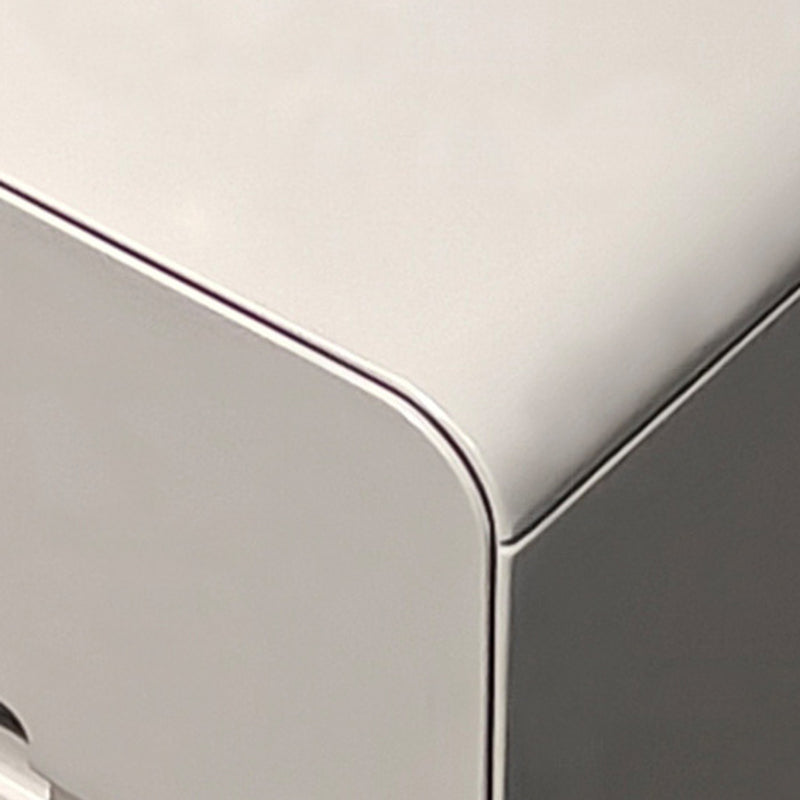 Contemporary Creative Medium-Density Fiberboard Carbon Steel Metal Rounded Square Cylindrical Nightstand With 2 Drawers For Bedroom