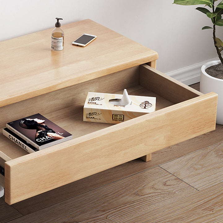 Modern Minimalist Rubberwood Rectangular Shoe Storage With 1-Drawer For Entryway &amp; Living Room