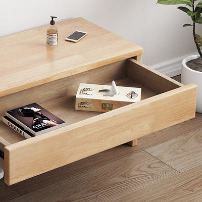Modern Minimalist Rubberwood Rectangular Shoe Storage With 1-Drawer For Entryway & Living Room