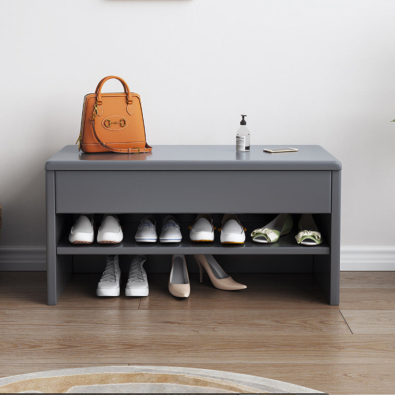 Modern Minimalist Rubberwood Rectangular Shoe Storage With 1-Drawer For Entryway &amp; Living Room