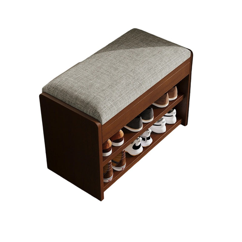 Traditional Vintage Solid Wood Linen Flip-Top Rectangular Shoe Storage With 2/3-Tiers For Entryway & Living Room