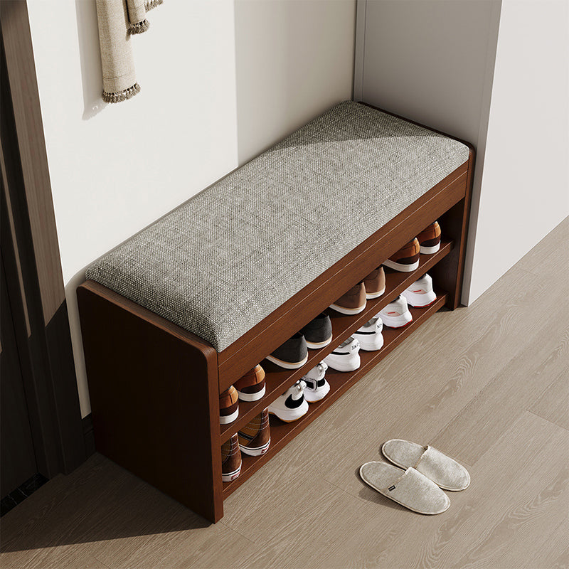 Traditional Vintage Solid Wood Linen Flip-Top Rectangular Shoe Storage With 2/3-Tiers For Entryway & Living Room