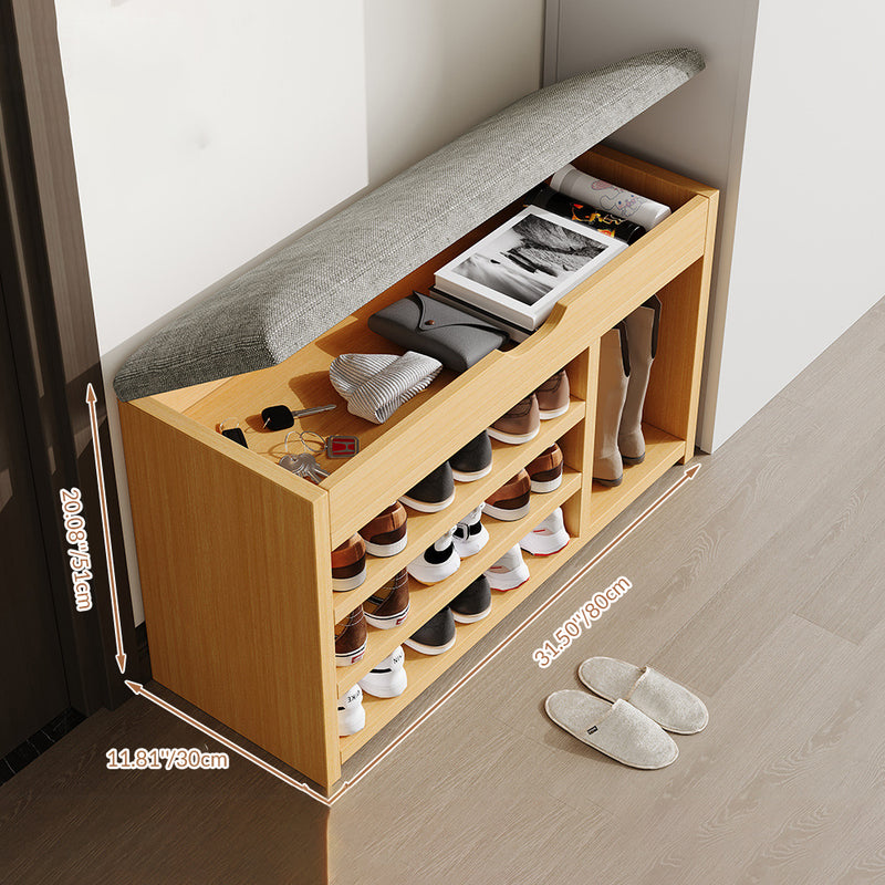 Traditional Vintage Solid Wood Linen Flip-Top Rectangular Shoe Storage With 2/3-Tiers For Entryway & Living Room