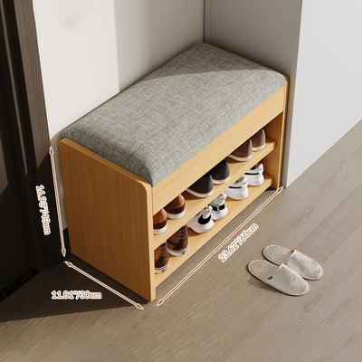 Traditional Vintage Solid Wood Linen Flip-Top Rectangular Shoe Storage With 2/3-Tiers For Entryway & Living Room