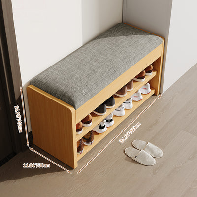 Traditional Vintage Solid Wood Linen Flip-Top Rectangular Shoe Storage With 2/3-Tiers For Entryway & Living Room