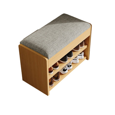 Traditional Vintage Solid Wood Linen Flip-Top Rectangular Shoe Storage With 2/3-Tiers For Entryway & Living Room