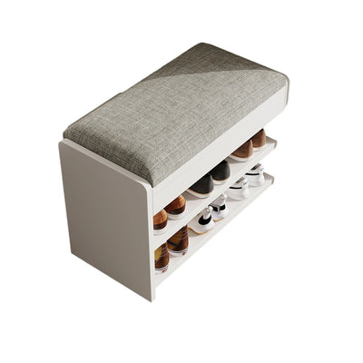 Traditional Vintage Solid Wood Linen Flip-Top Rectangular Shoe Storage With 2/3-Tiers For Entryway & Living Room