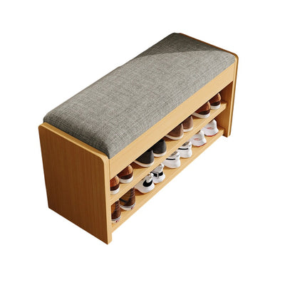 Traditional Vintage Solid Wood Linen Flip-Top Rectangular Shoe Storage With 2/3-Tiers For Entryway & Living Room