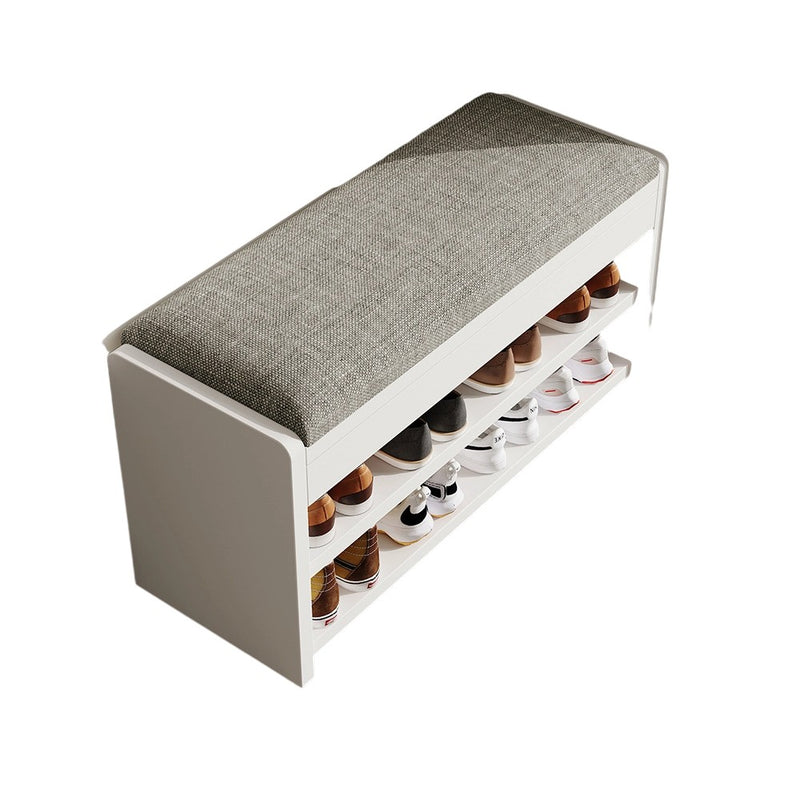 Traditional Vintage Solid Wood Linen Flip-Top Rectangular Shoe Storage With 2/3-Tiers For Entryway & Living Room