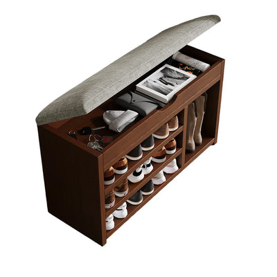 Traditional Vintage Solid Wood Linen Flip-Top Rectangular Shoe Storage With 2/3-Tiers For Entryway & Living Room