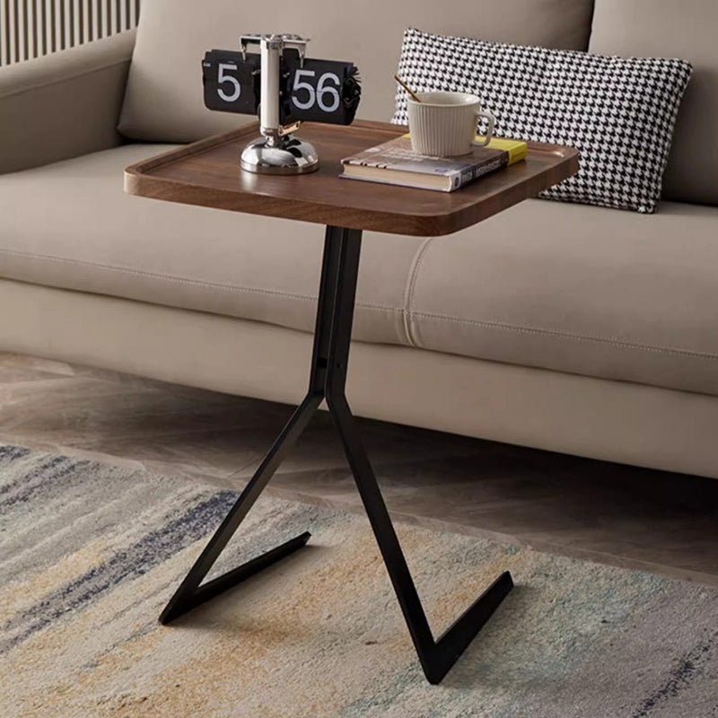 Zeitgenössischer Kreativ gestalteter Holz-Metall-Quadrat-Y-Form-Beistelltisch 1-Etage für Wohnzimmer 
