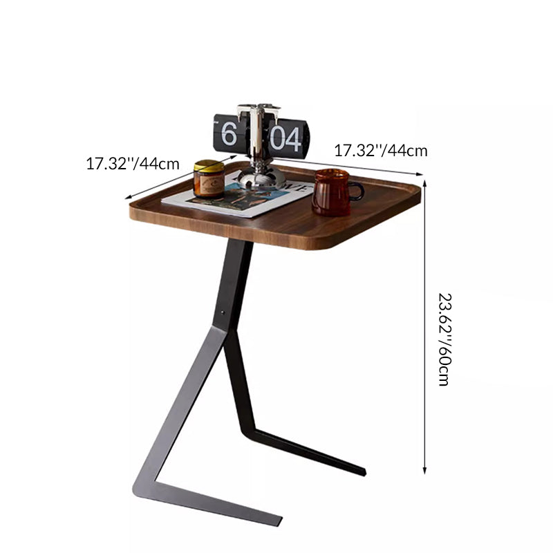 Zeitgenössischer Kreativ gestalteter Holz-Metall-Quadrat-Y-Form-Beistelltisch 1-Etage für Wohnzimmer 