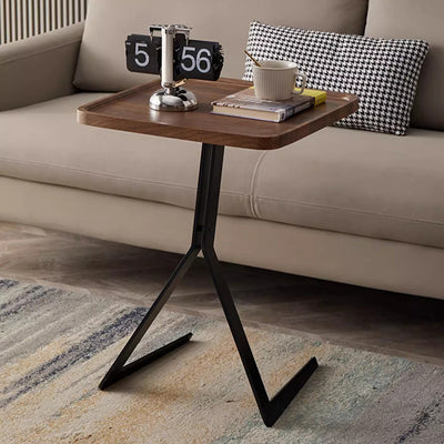 Zeitgenössischer Kreativ gestalteter Holz-Metall-Quadrat-Y-Form-Beistelltisch 1-Etage für Wohnzimmer 