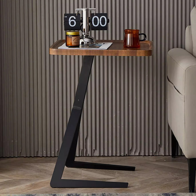 Zeitgenössischer Kreativ gestalteter Holz-Metall-Quadrat-Y-Form-Beistelltisch 1-Etage für Wohnzimmer 