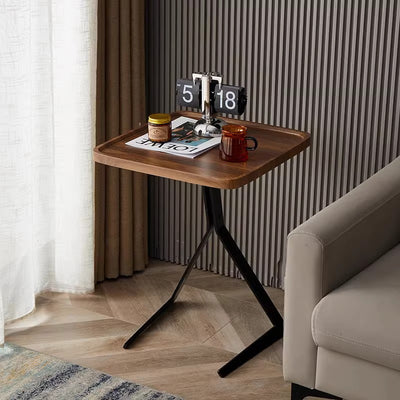 Zeitgenössischer Kreativ gestalteter Holz-Metall-Quadrat-Y-Form-Beistelltisch 1-Etage für Wohnzimmer 
