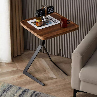 Zeitgenössischer Kreativ gestalteter Holz-Metall-Quadrat-Y-Form-Beistelltisch 1-Etage für Wohnzimmer 