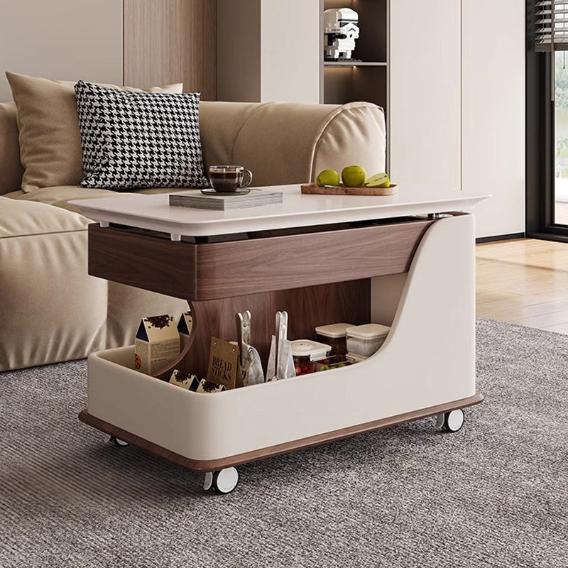 Mesa auxiliar curva rectangular de metal con tablero de fibra de densidad media de piedra sinterizada china tradicional de 2 niveles para sala de estar 