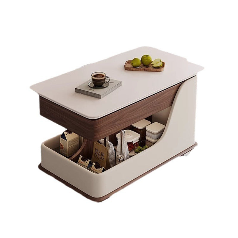 Mesa auxiliar curva rectangular de metal con tablero de fibra de densidad media de piedra sinterizada china tradicional de 2 niveles para sala de estar 