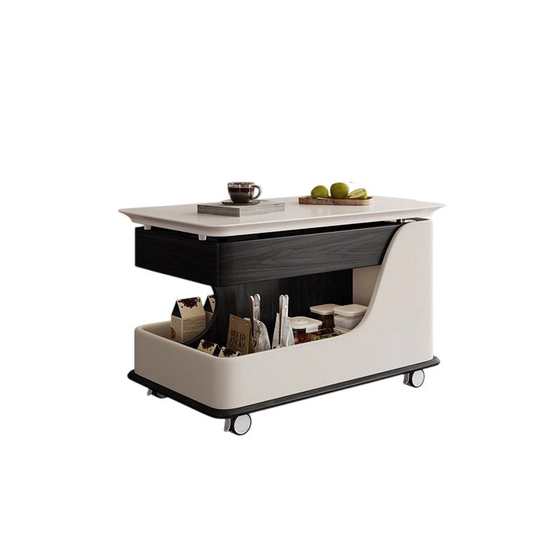 Mesa auxiliar curva rectangular de metal con tablero de fibra de densidad media de piedra sinterizada china tradicional de 2 niveles para sala de estar 