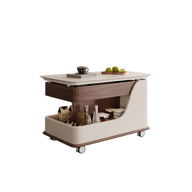Mesa auxiliar curva rectangular de metal con tablero de fibra de densidad media de piedra sinterizada china tradicional de 2 niveles para sala de estar 