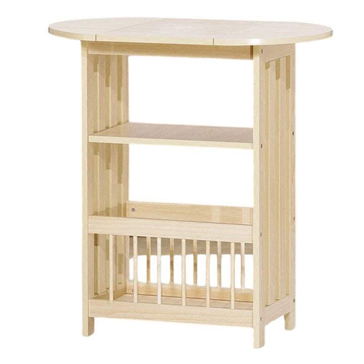 Contemporary Scandinavian Engineered Wood Metal Foldable Oval Rectangular Side Table 2-Tier For Living Room