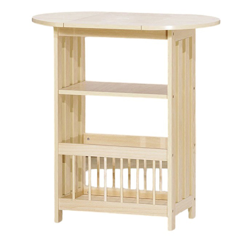 Mesa auxiliar contemporánea escandinava de madera y metal plegable ovalada rectangular de 2 niveles para sala de estar 