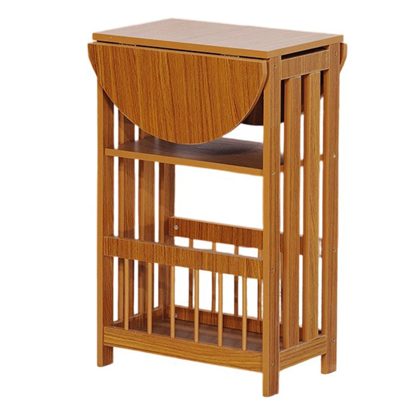 Mesa auxiliar contemporánea escandinava de madera y metal plegable ovalada rectangular de 2 niveles para sala de estar 