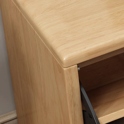 Zeitgenössisches skandinavisches Schuhregal aus massivem Holz mit Stoff und Eisen, rechteckig, 2-stufig, für das Wohnzimmer 