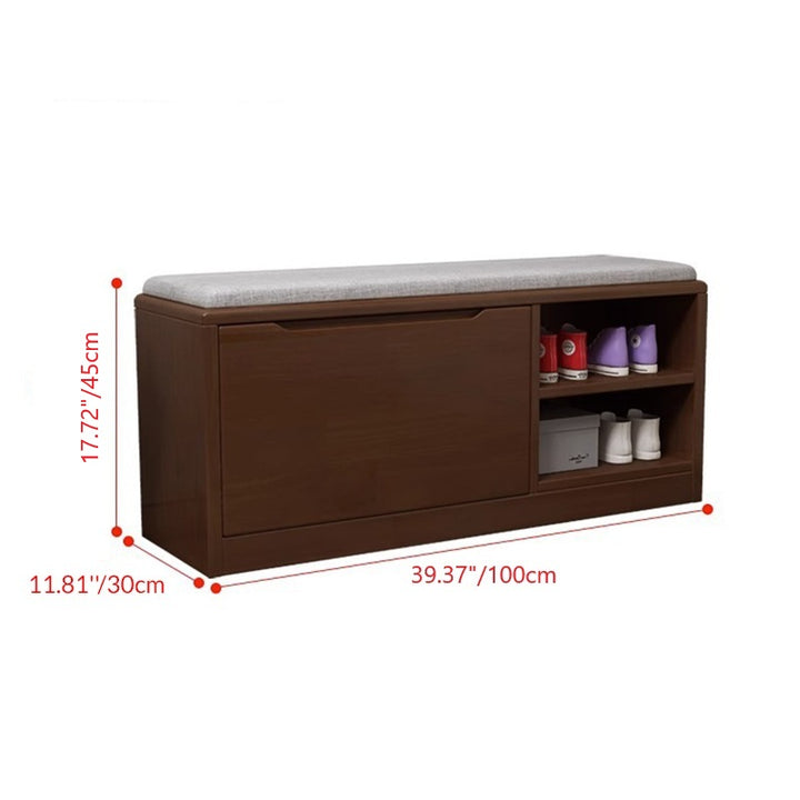 Contemporary Scandinavian Solid Wood Fabric Iron Rectangular Shoe Storage 2-Tier For Living Room