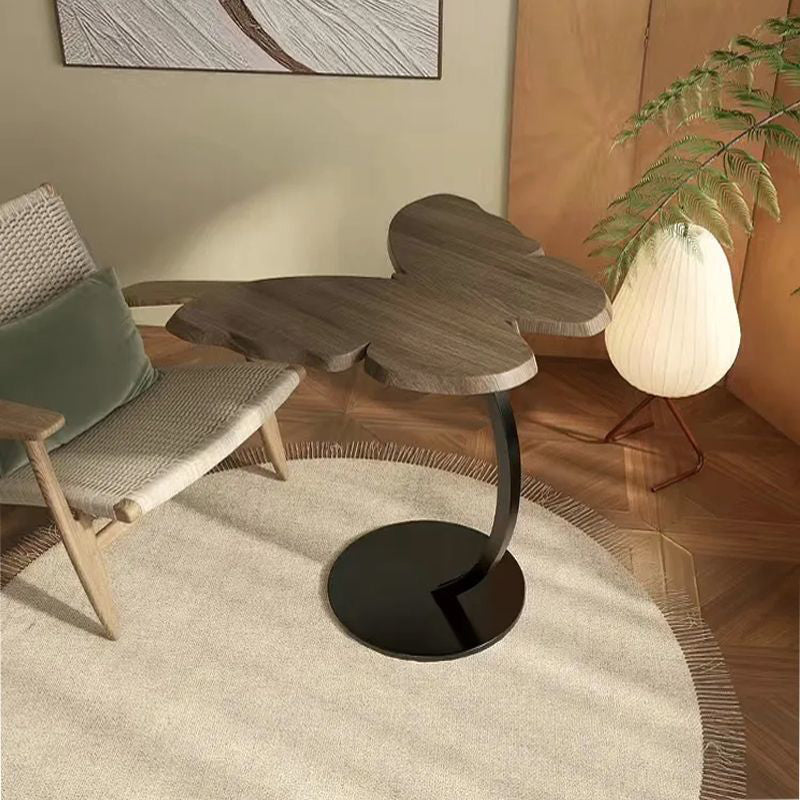 Mesa Auxiliar Redonda Curvada en Forma de Mariposa de Hierro de Fibra de Densidad Media Creativa Contemporánea de 1 Nivel para Sala de Estar 