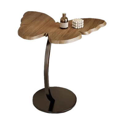 Mesa Auxiliar Redonda Curvada en Forma de Mariposa de Hierro de Fibra de Densidad Media Creativa Contemporánea de 1 Nivel para Sala de Estar 