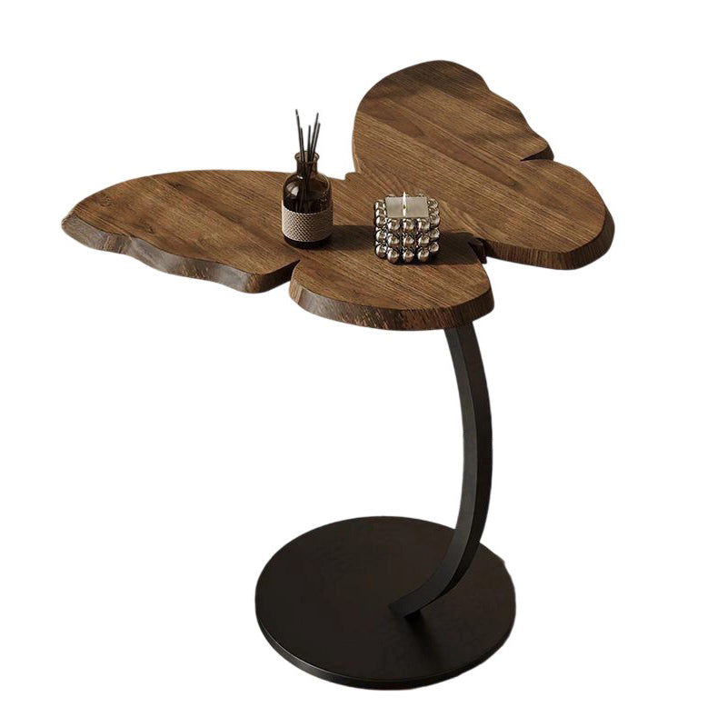 Mesa Auxiliar Redonda Curvada en Forma de Mariposa de Hierro de Fibra de Densidad Media Creativa Contemporánea de 1 Nivel para Sala de Estar 