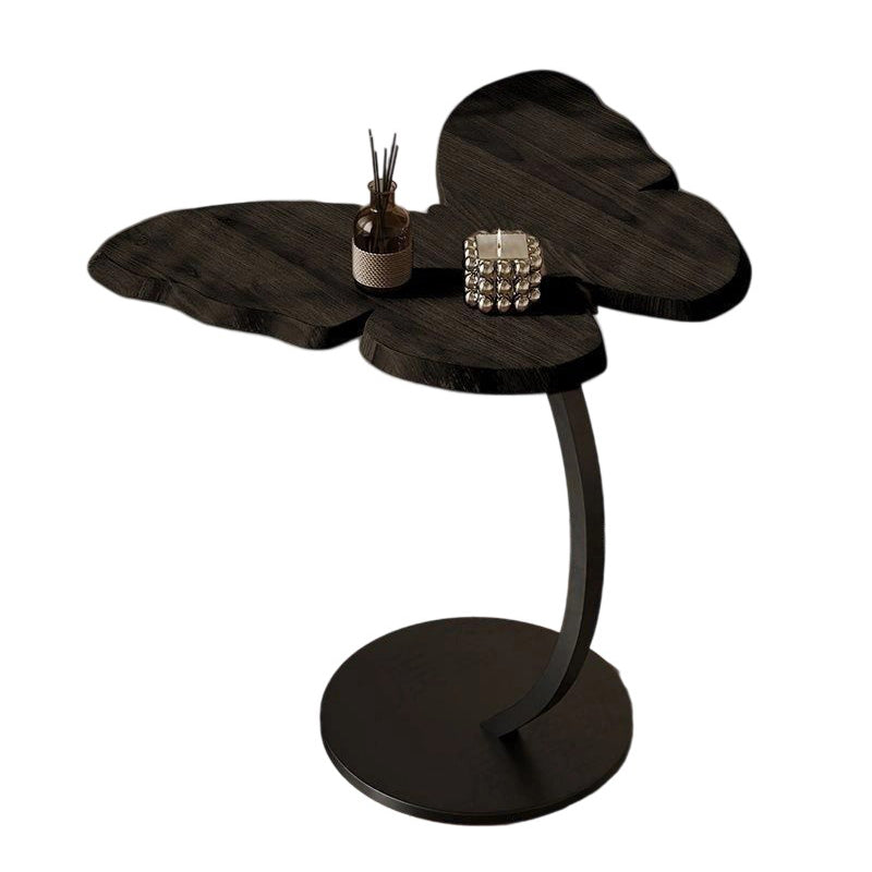 Mesa Auxiliar Redonda Curvada en Forma de Mariposa de Hierro de Fibra de Densidad Media Creativa Contemporánea de 1 Nivel para Sala de Estar 