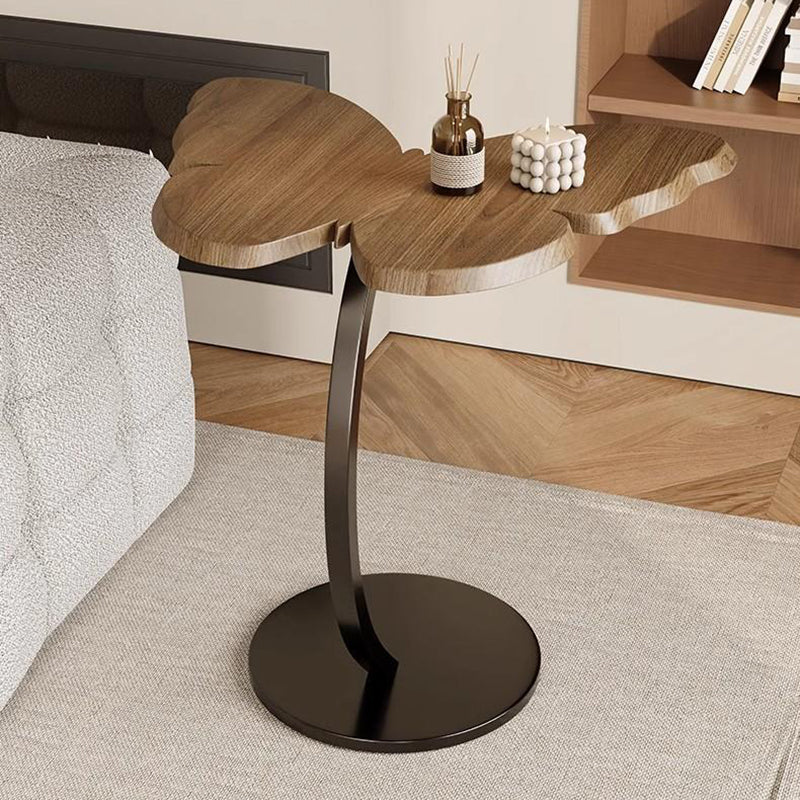 Mesa Auxiliar Redonda Curvada en Forma de Mariposa de Hierro de Fibra de Densidad Media Creativa Contemporánea de 1 Nivel para Sala de Estar 