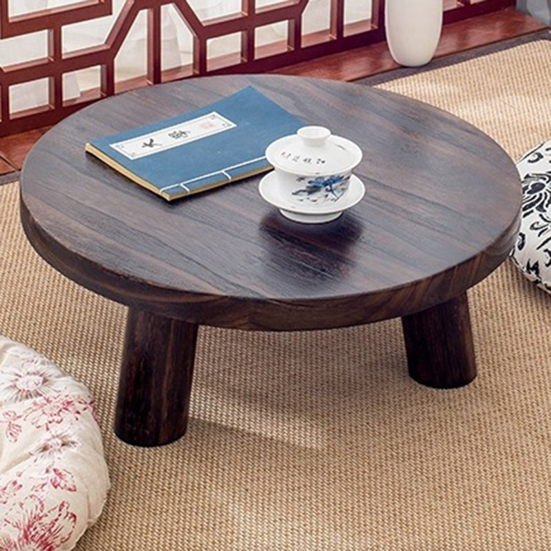 Traditioneller japanischer runder zylindrischer Beistelltisch aus Massivholz mit 1 Ebene für das Wohnzimmer 