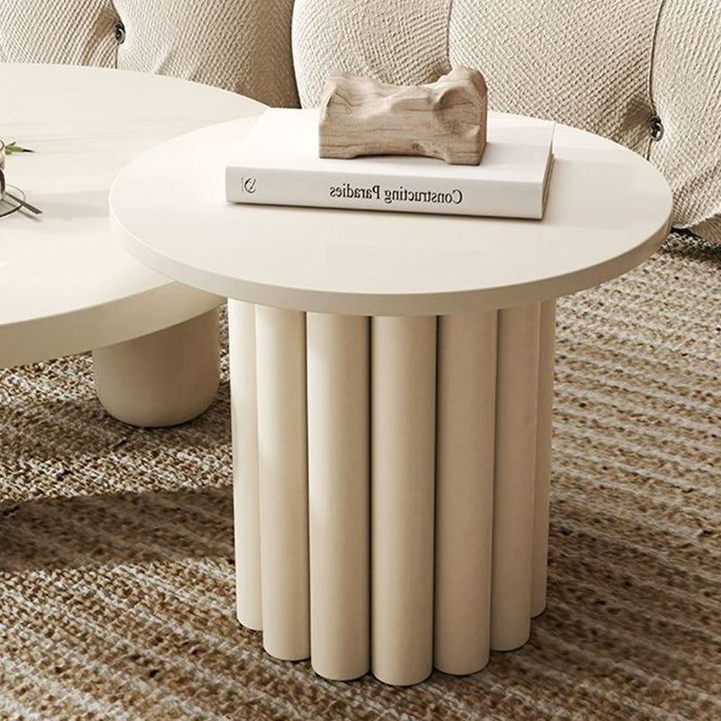 Modern Art Deco High-Density Fiberboard Round Column Coffee Table 1-Tier For Living Room