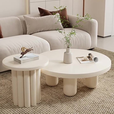 Modern Art Deco High-Density Fiberboard Round Column Coffee Table 1-Tier For Living Room