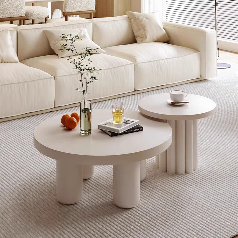 Modern Art Deco High-Density Fiberboard Round Column Coffee Table 1-Tier For Living Room