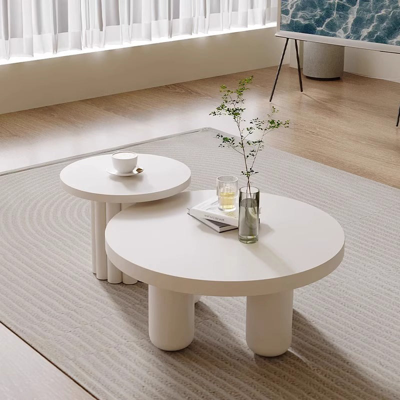 Modern Art Deco High-Density Fiberboard Round Column Coffee Table 1-Tier For Living Room