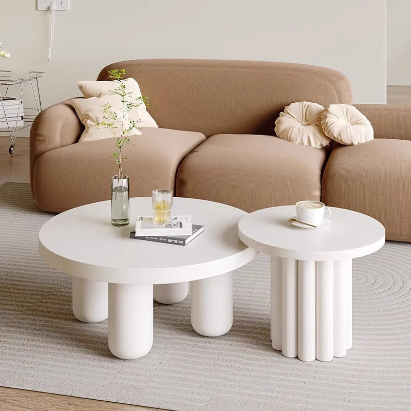 Modern Art Deco High-Density Fiberboard Round Column Coffee Table 1-Tier For Living Room