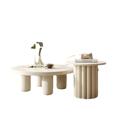 Modern Art Deco High-Density Fiberboard Round Column Coffee Table 1-Tier For Living Room