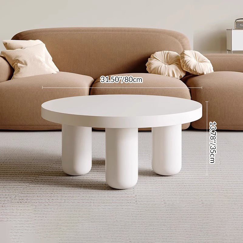 Modern Art Deco High-Density Fiberboard Round Column Coffee Table 1-Tier For Living Room