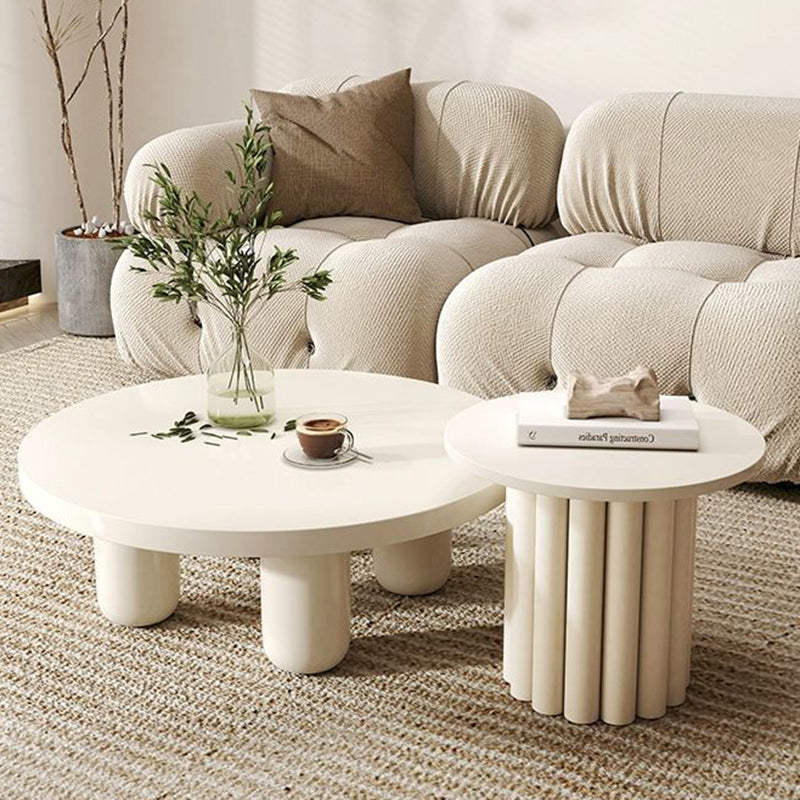 Modern Art Deco High-Density Fiberboard Round Column Coffee Table 1-Tier For Living Room