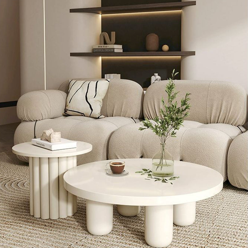 Modern Art Deco High-Density Fiberboard Round Column Coffee Table 1-Tier For Living Room