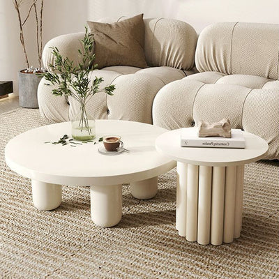 Modern Art Deco High-Density Fiberboard Round Column Coffee Table 1-Tier For Living Room