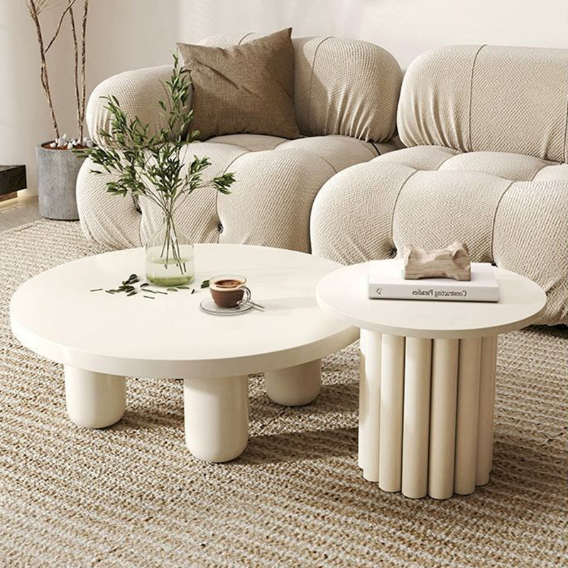 Modern Art Deco High-Density Fiberboard Round Column Coffee Table 1-Tier For Living Room