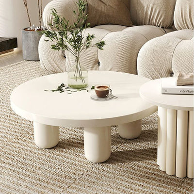 Modern Art Deco High-Density Fiberboard Round Column Coffee Table 1-Tier For Living Room