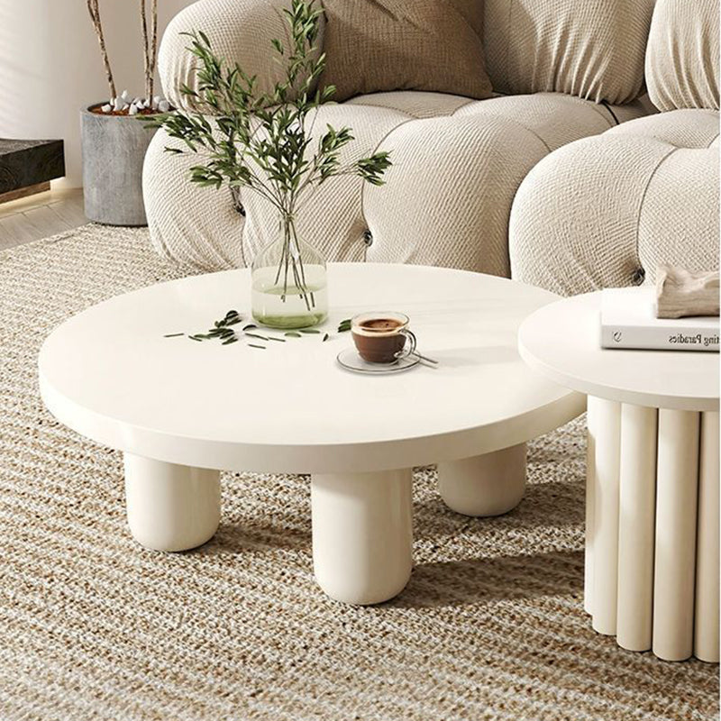 Modern Art Deco High-Density Fiberboard Round Column Coffee Table 1-Tier For Living Room