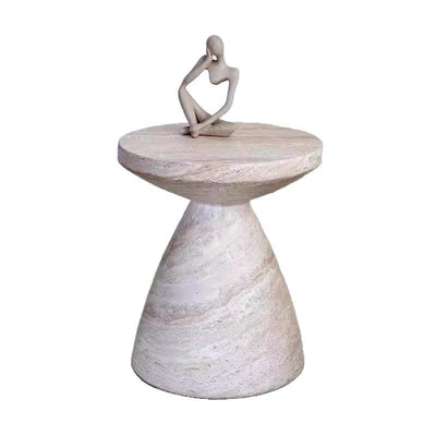 Contemporary Scandinavian Artificial Stone Hourglass Coffee Table 1-Tier Round For Living Room
